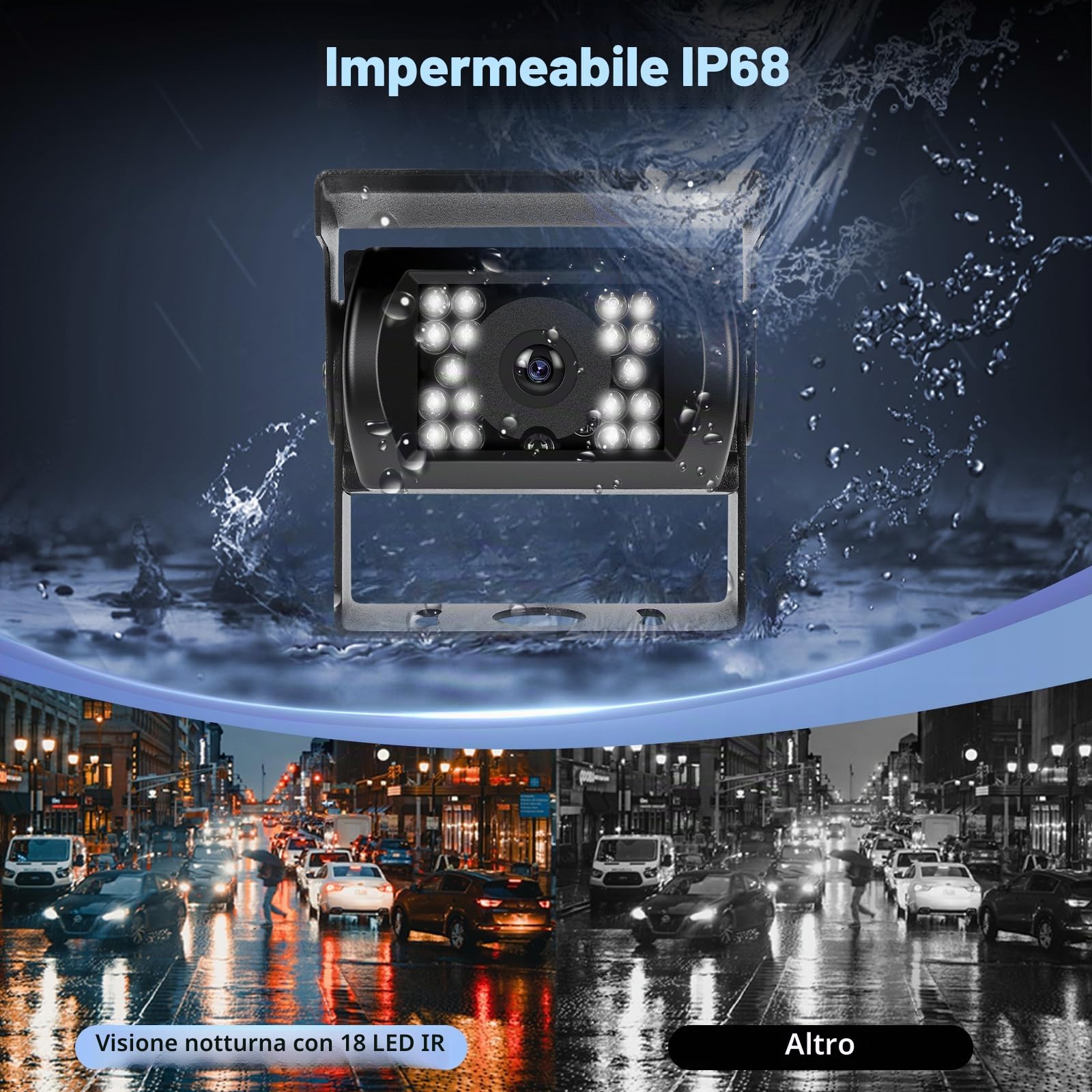 Telecamera posteriore da 7 pollici con 2 telecamere posteriori, kit telecamera posteriore Podofo 18 IR LED visione notturna IP68 telecamera di backup impermeabile per camion RV Bus 9V-35V