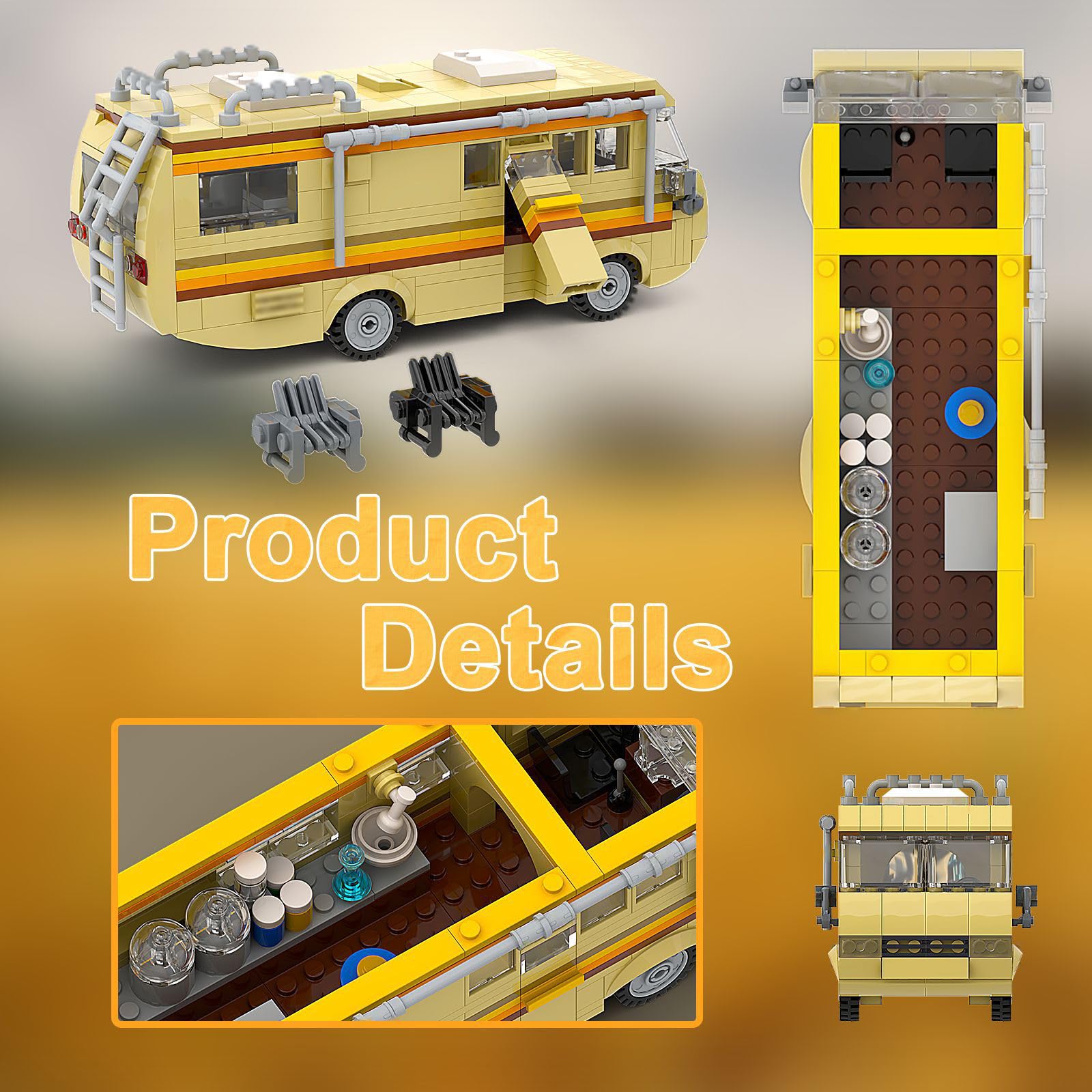 Breaking B.d RV - Kit di costruzione per camper, 360 pezzi, modello di campeggio emblematico serie televisiva, un gioco di costruzione creativo per piccoli e grandi