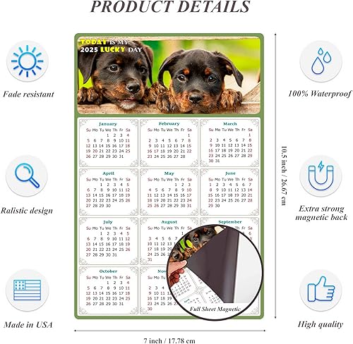 Miniatura 3 de Calendario magnético 2024  Imanes del calendario  Today is my Lucky Day  Resistente a la decoloración, desgarros y agua  Temática de perros 04 (7 x