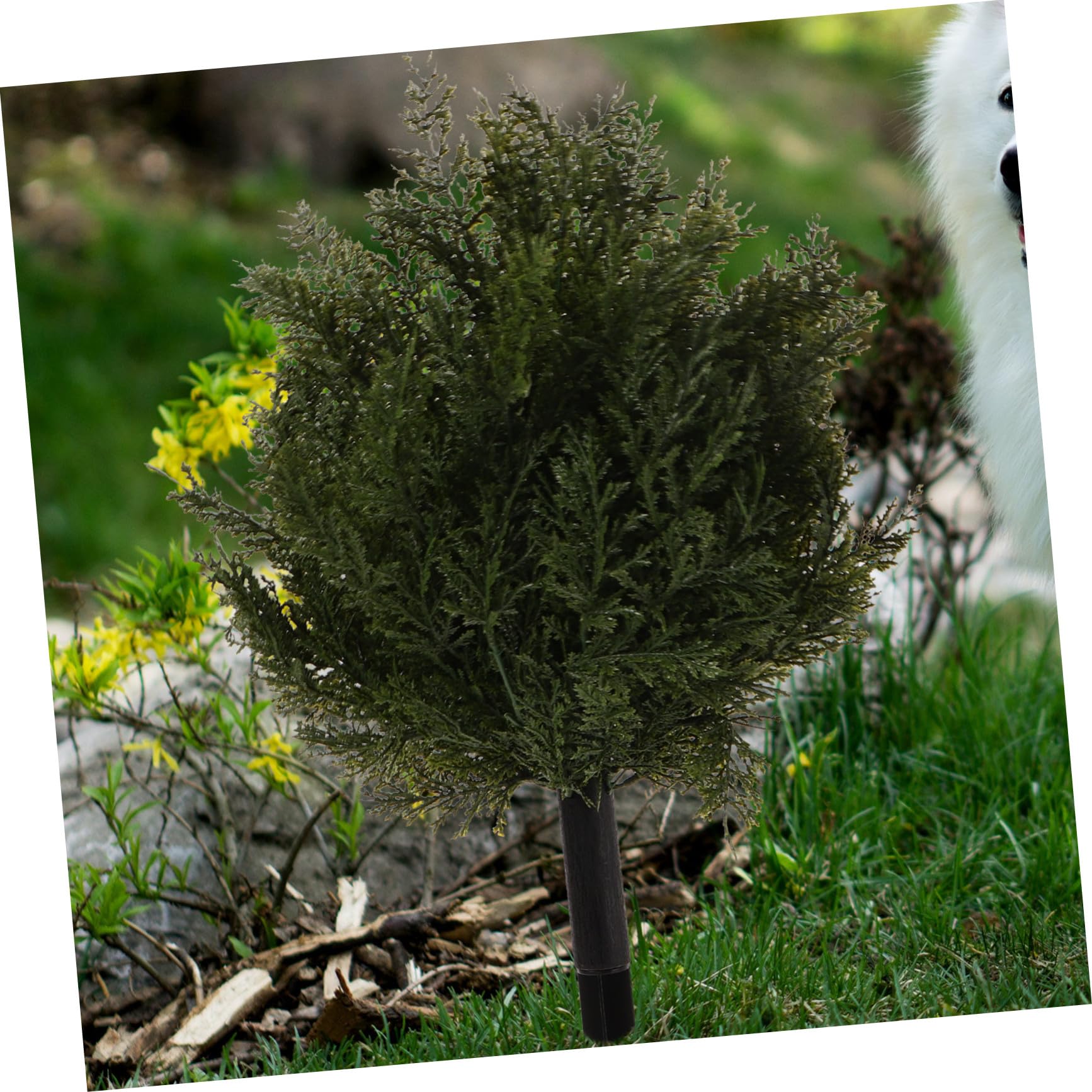 Zerodeko Künstlicher Zedernbaum mit Erdspieß Formschnittkugelförmiger Immergrüner Strauch für Veranda-innenhof-Dekoration Wetterfester Künstlicher Baum für Außenbereich