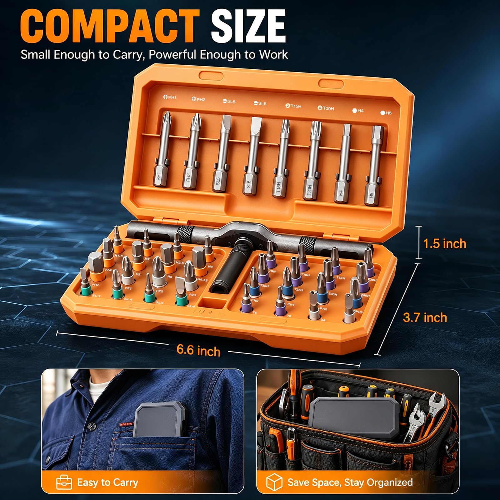 Set di cacciaviti magnetici 42 in 1 - Set di cacciaviti a cricchetto con manico staccabile, punte multi-magnetiche, strumenti di riparazione portatili per fai da te, elettronica, auto