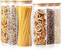 Vista 10 de ComSaf Juego de 9 tarros de vidrio para almacenamiento de alimentos de 0.6 cuartos de galón, recipientes de almacenamiento de vidrio transparente