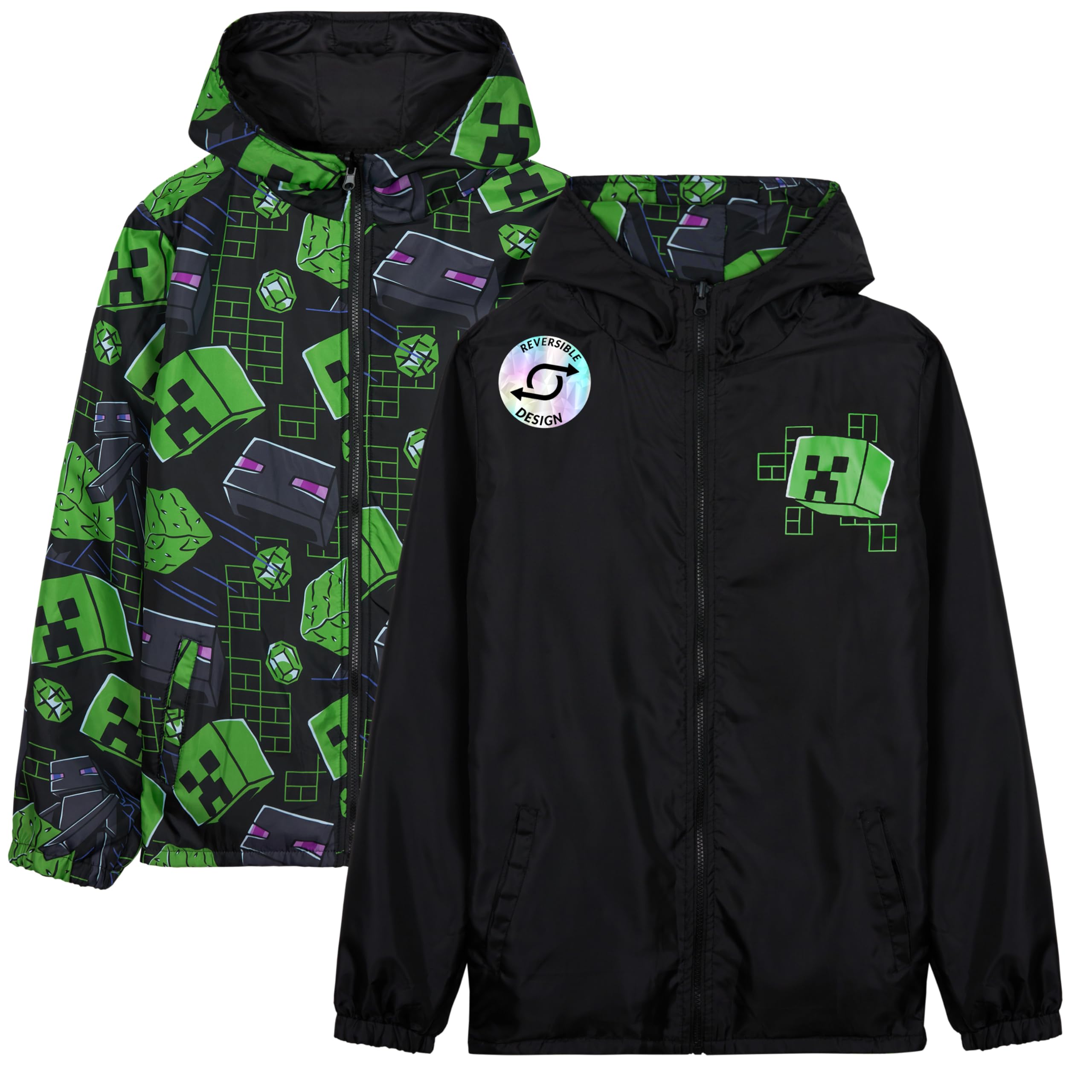 Get Trend Fortnite | Minecraft | Pokemon Chubasquero Niño y Adolescente, Forro Polar o Reversible Diseños, Chaqueta Impermeable con Capucha, Regalos Niños