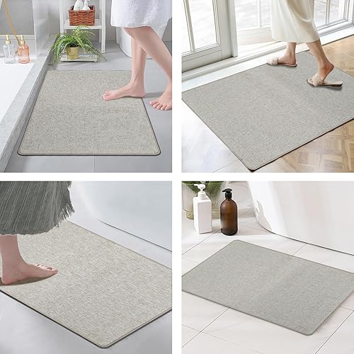 Miniatura 7 de Yancrop - Tapete de baño ultrafino enrollable, sin arrugas, con parte trasera de goma antideslizante, superficie de tela absorbente, secado rápido