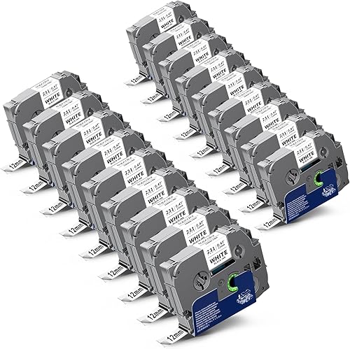 Miniatura 10 de Paquete de 6 cintas de etiquetas de 0.47 pulgadas compatibles con Brother Tze-231 Tze231 Tz-231 Tz231 Tz231 Tze Tz 0.472 in 0.47" cinta de etiquetas