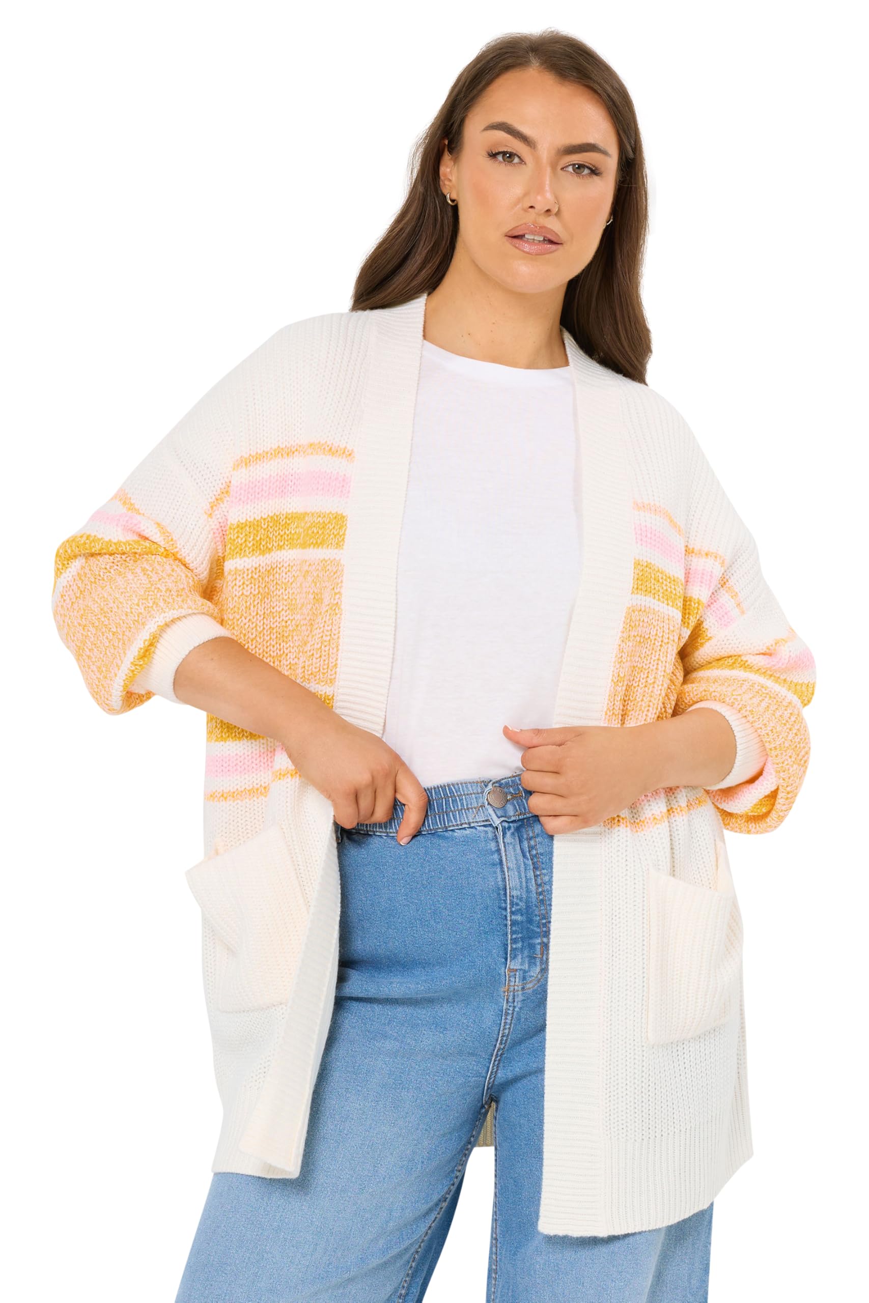 Yours Women's Multicolor Colourblock Midi Cardigan | Size: 22/24