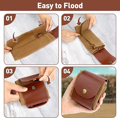 Miniatura 6 de Bolsa de forrajeo de lona encerada para acampar al aire libre, bolsa de forrajeo resistente al agua, plegable, de hongos marrones, bolsa de