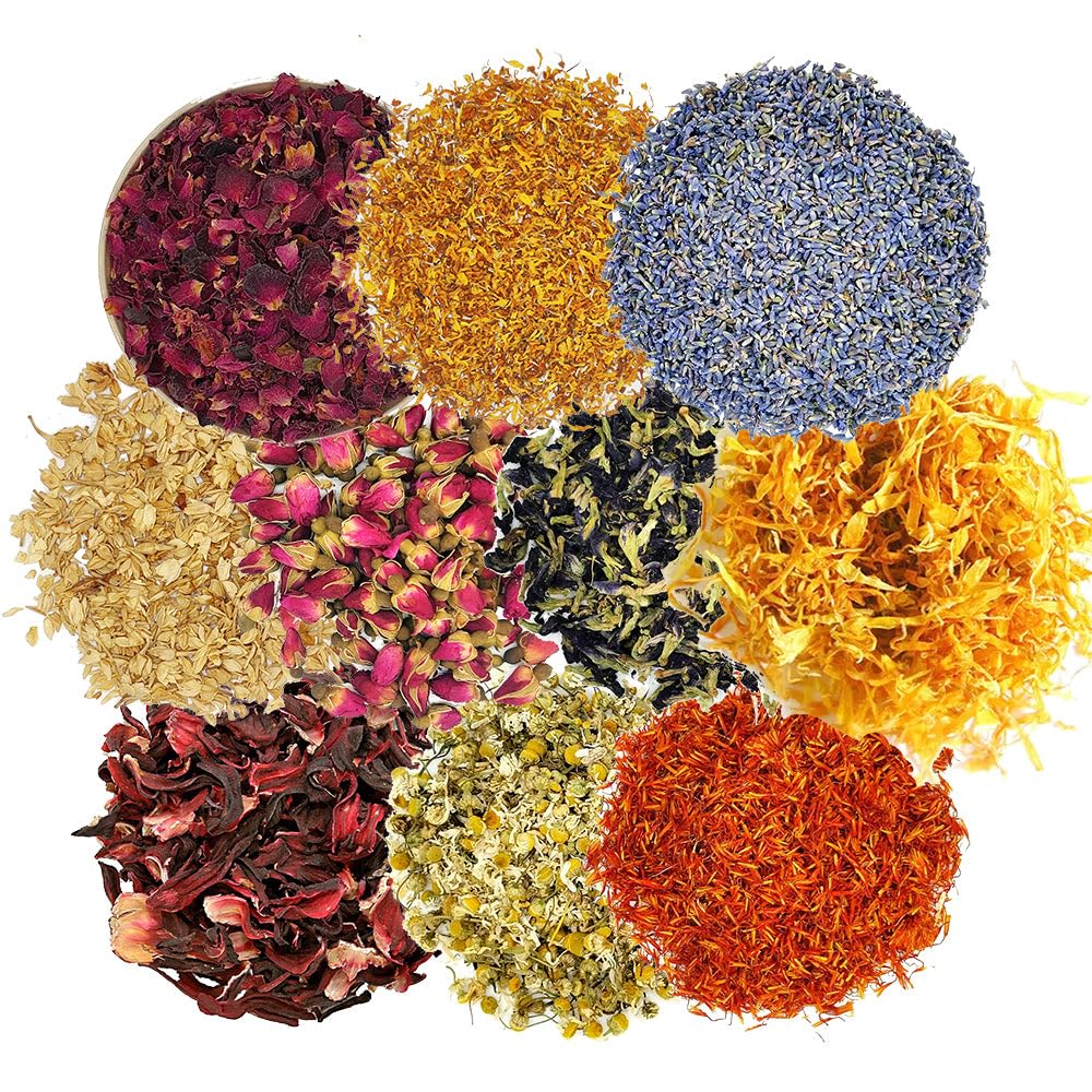 Ikon Aromatics & Herbs Combo of Dried Lavender, Calendula, Jasmine, Safflower, Butterfly Blue Pea, Rose Buds, Chamomile, Marigold Petals, Rose Petals, Hibiscus Safdariffa Flowers 20g-20g 1 Pack-image-28