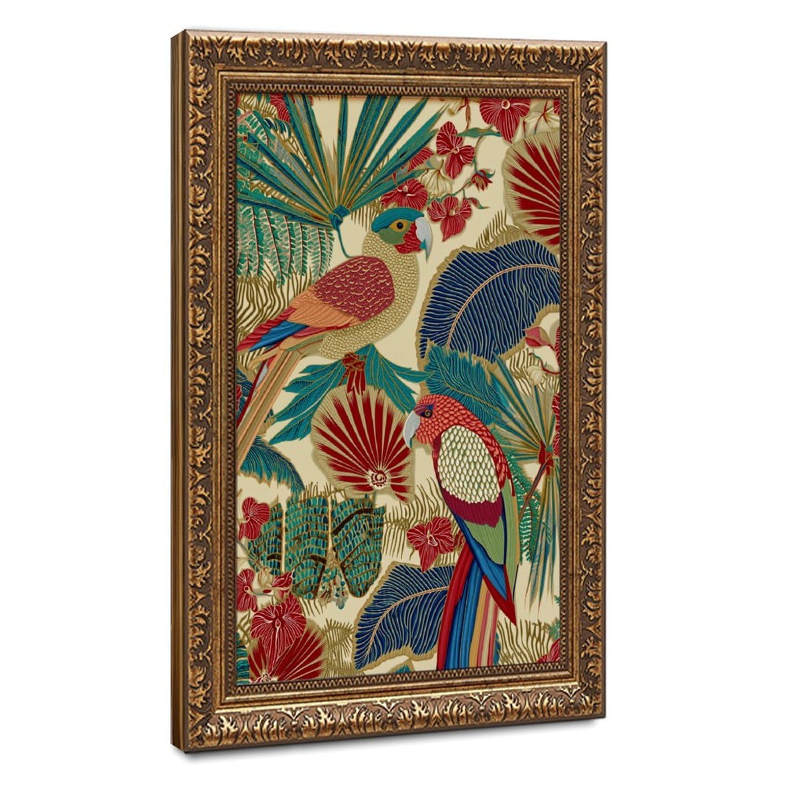AYINUER Tropical Parrot And Leaf Pattern Poster Canvas Poster