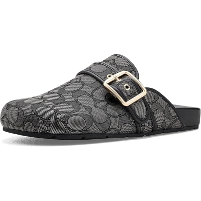 COACH Archival Buckle Clogs In Signature Jacquard smoke/coal/black