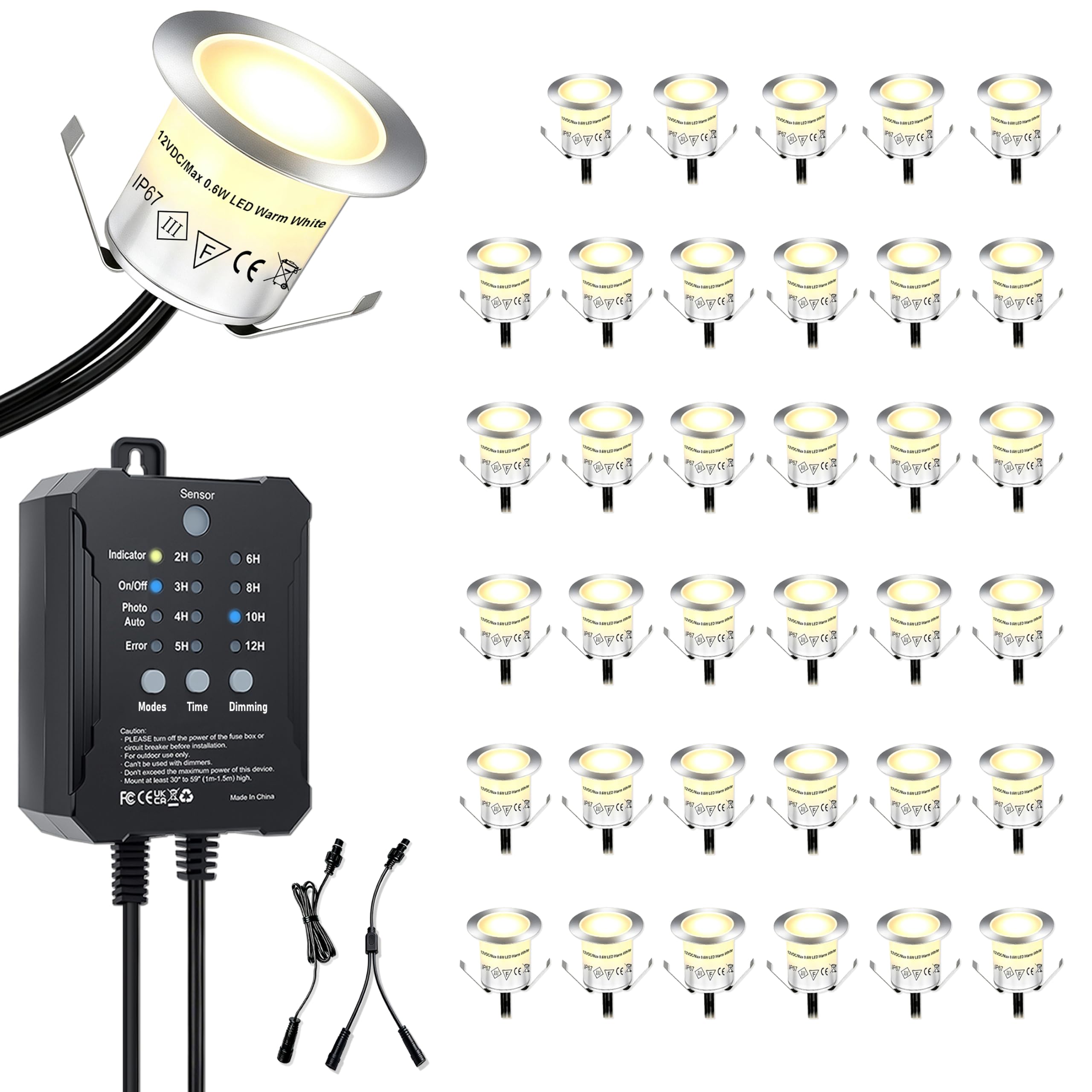 Dimmable Deck Lights - 20 Pack with Timer & Waterproof -10