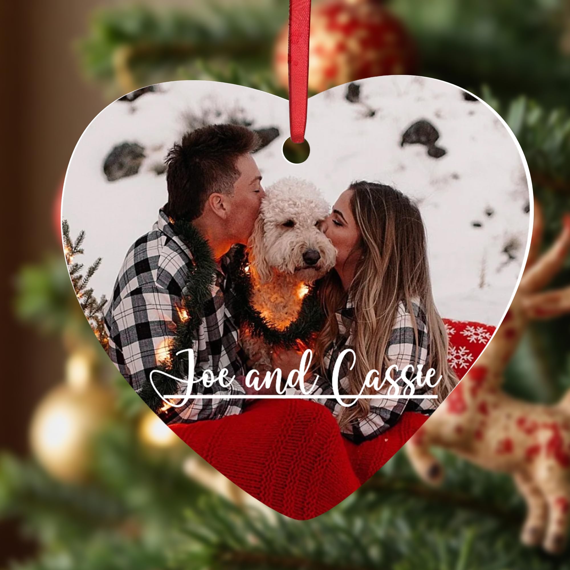 Kreatesquare White Personalised Christmas Baubles Heart Shape Ceramic Christmas