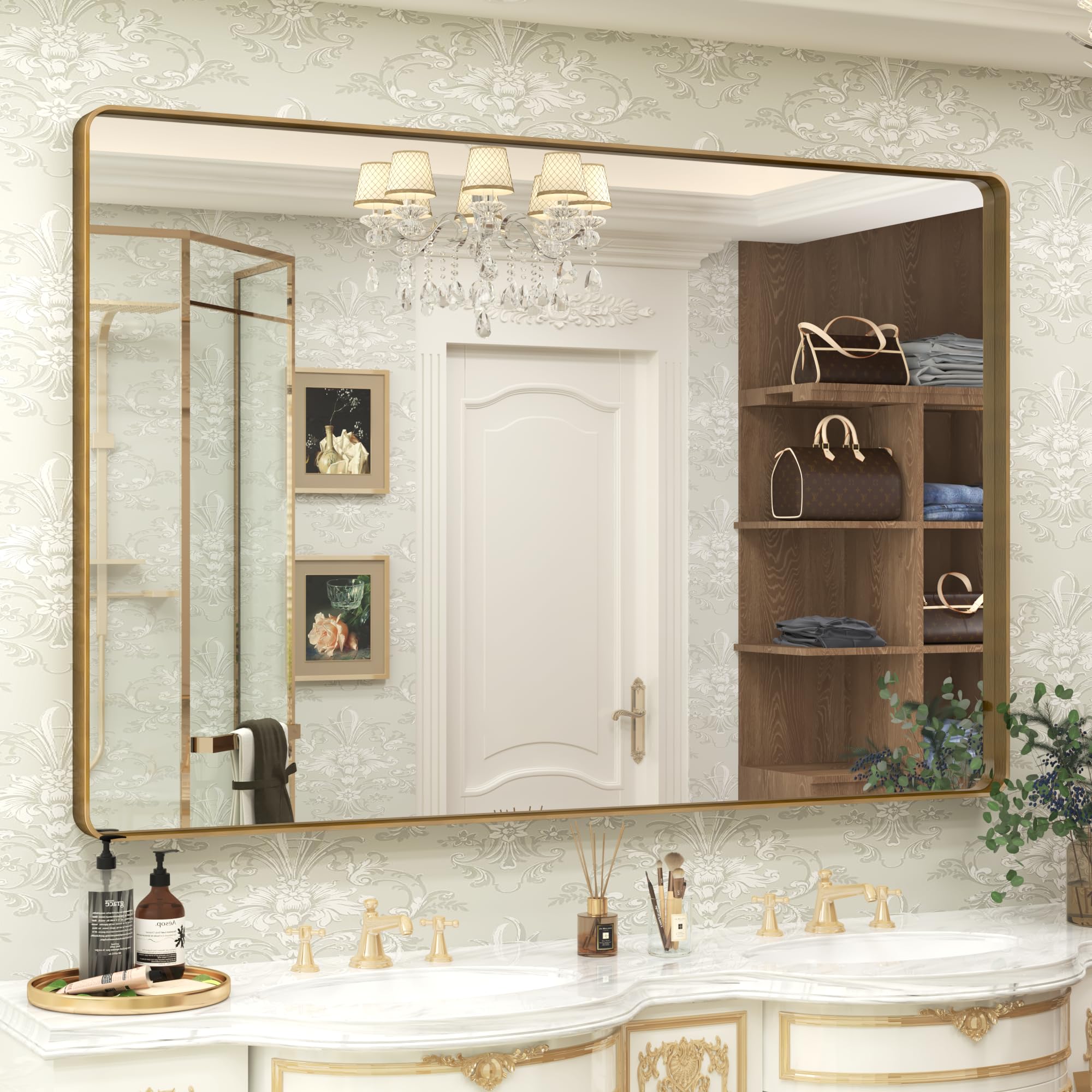 Amazon.com: CHARMOR 60x40 Gold Bathroom Mirror, Brushed Metal