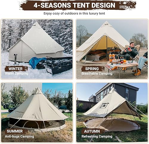 Miniatura 9 de KingCamp Tienda de campaña de invierno de 16.4 pies con estufa de tienda de campaña caliente
