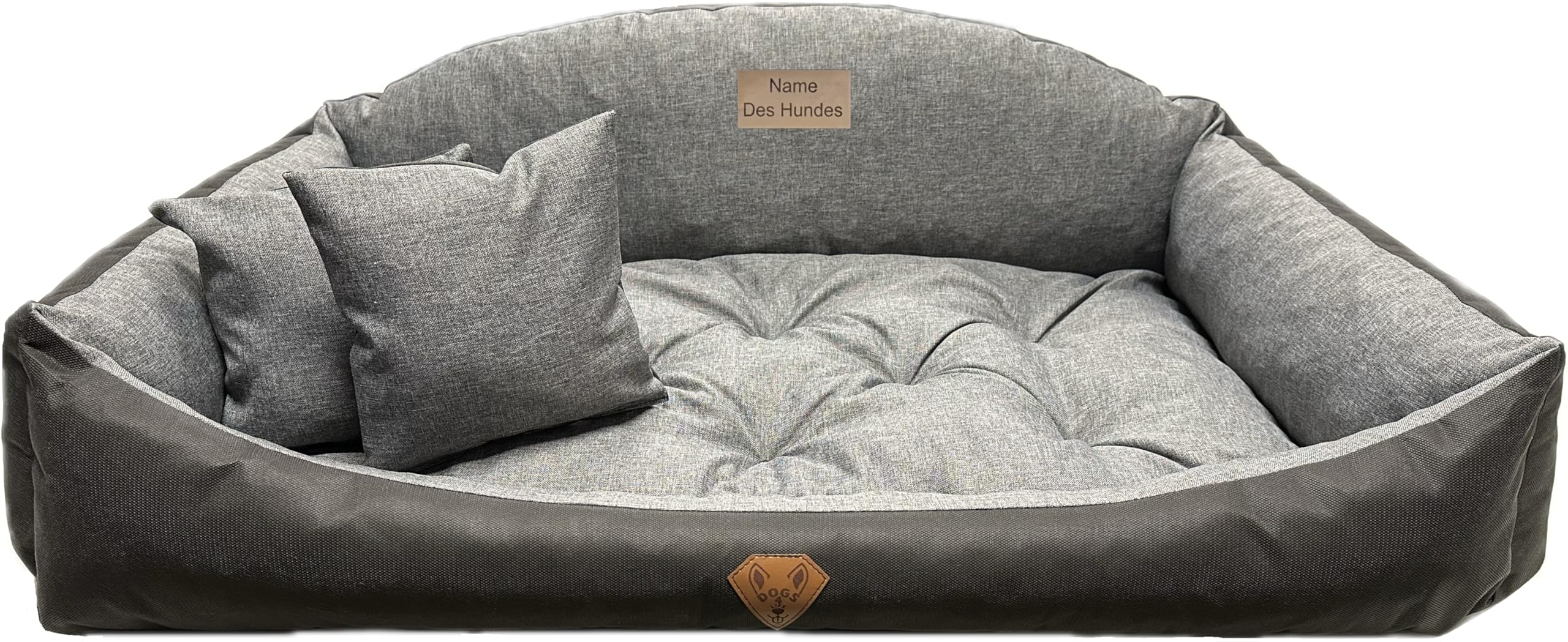 Dogs4Life Nadaje się do prania, ortopedyczne legowisko dla psa, poduszka dla psa, sofa dla małych i średnich psów, rozmiar S - XXL, możliwość personalizacji z imieniem (XL, Ekoleinen)