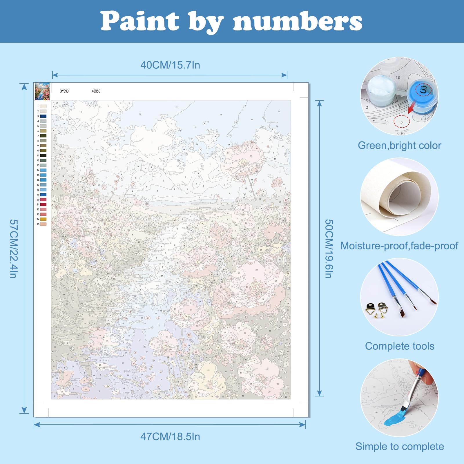 CEOVR Dipingere Con i Numeri Adulti Pappagallo,Paint by Numbers Adulti Kits Fiore DIY Creart Painting Adulti Kit,Fiume 40x50 cm Senza Cornice Painting by Numbers per Principianti