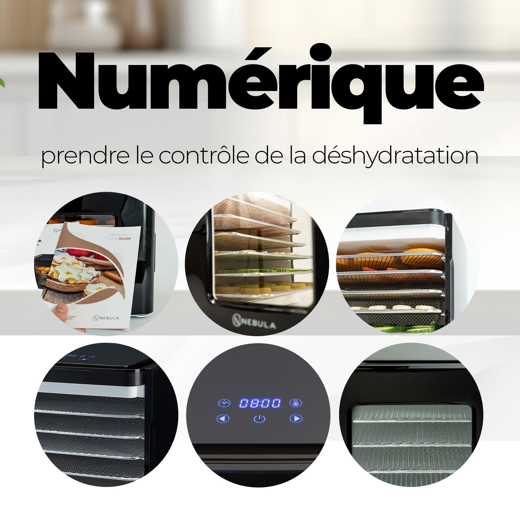 Nebula Déshydrateur Alimentaire 400W Avec 6 Plateaux En Acier Inoxydable | Déshydrateur Alimentaire Numérique Pour Fruits, Légumes, Viande Et Herbes Aromatiques – Minuterie LED Et Température Réglable