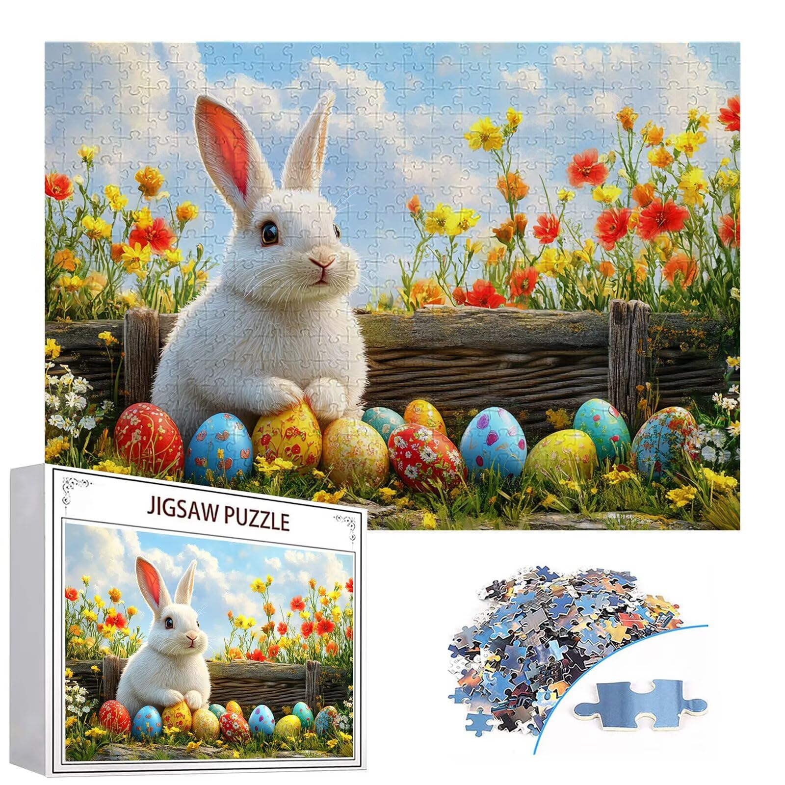 Puzzle 3000 elementów królik puzzle dla dorosłych Wielkanoc 122 x 81 cm Unikalne rzemiosło klasyczne drewniane układanka 3D do rodzinnych gier aktywnych, układanka do samodzielnego wykonania nawet do