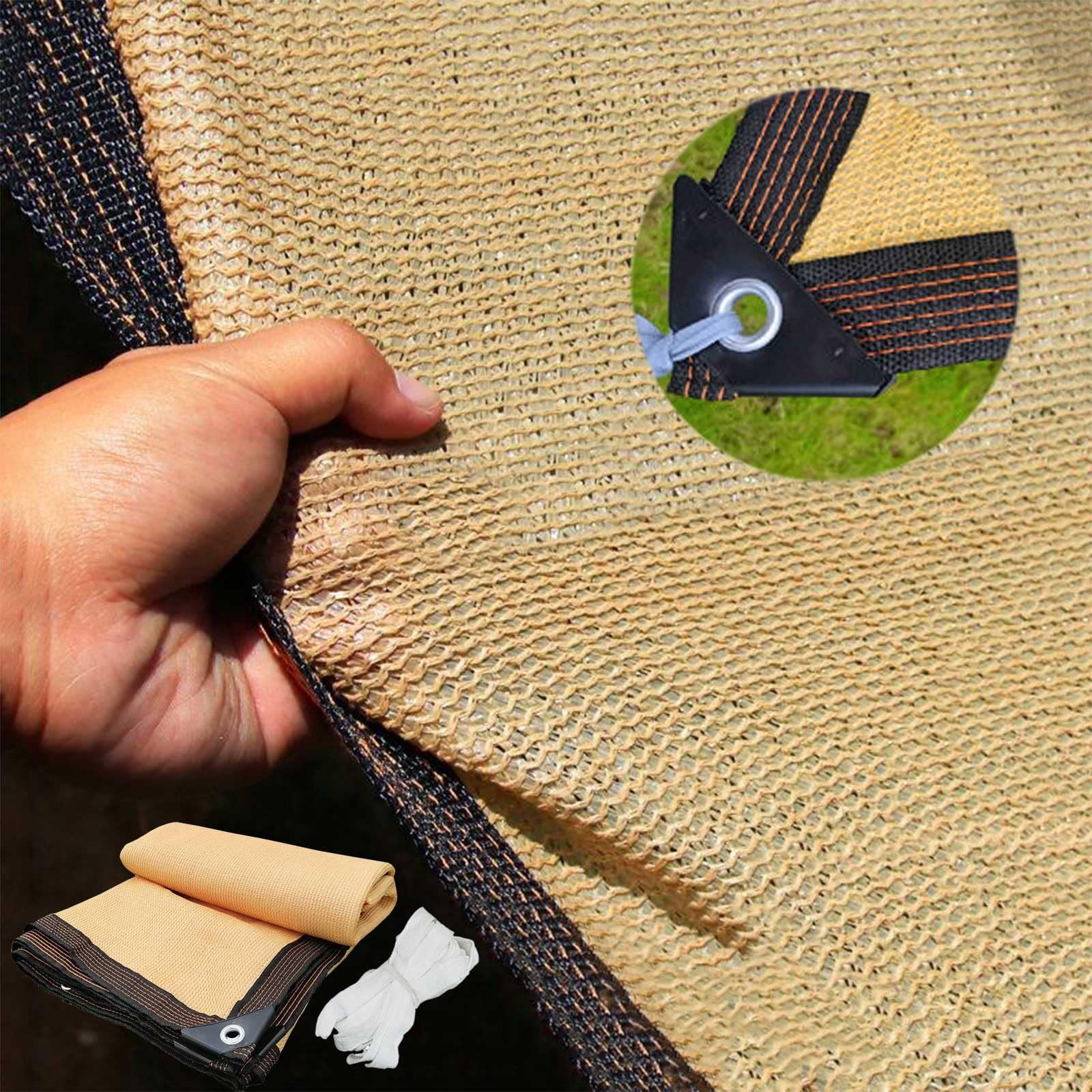 Tissu ombrage extérieur pour terrasse et pergola beige HDPE 3x6m