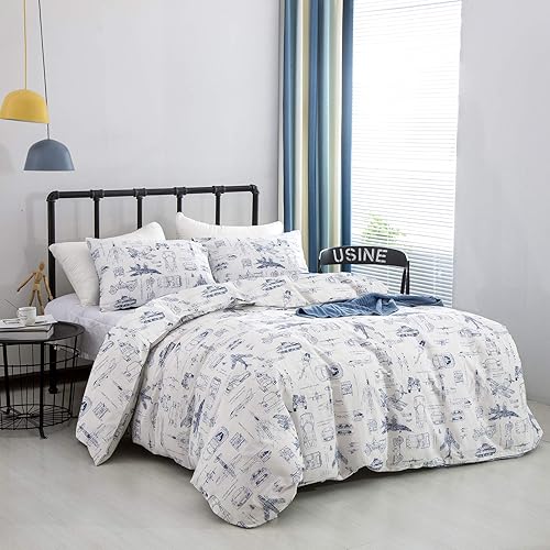 Miniatura 8 de Wellboo - Fundas de edredón a cuadros blancos, tamaño individual, para mujeres y hombres, funda de ropa de cama de algodón para niñas, fundas