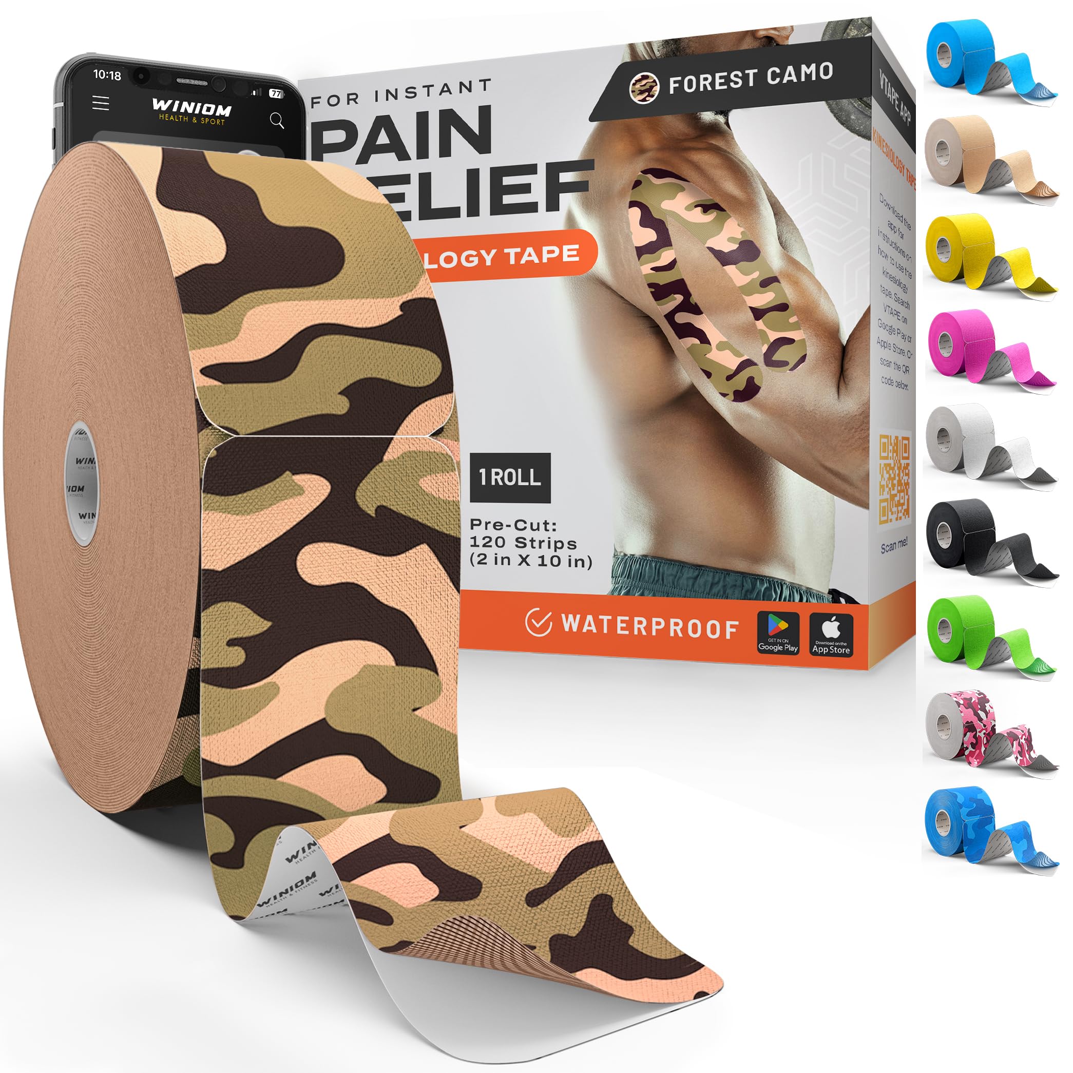 Precut Kinesiology Tape - Waterproof Athletic Tape Roll, 2"x100ft