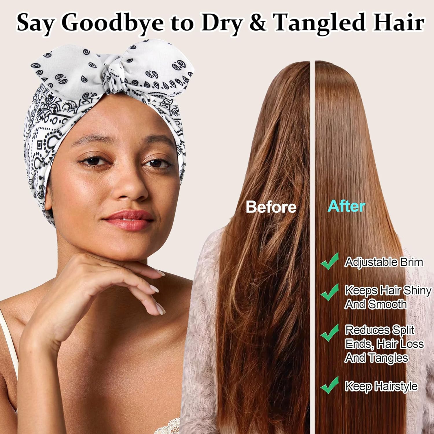 Ababalaya Satin Lined Beanies for Women Chemo Headwear Silky Lined Cotton Sleeping Cap thumbnail