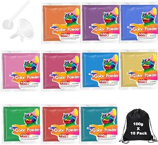 Holi Color Powder 10 Packs X 100 grams, 10 Colors Holi Color Run Powder, Natural Color Run Powder for Color Fights, Fun Runs, Summer Camps, Festivals, 5k Marathons, Gender Reveals, Fundraisers