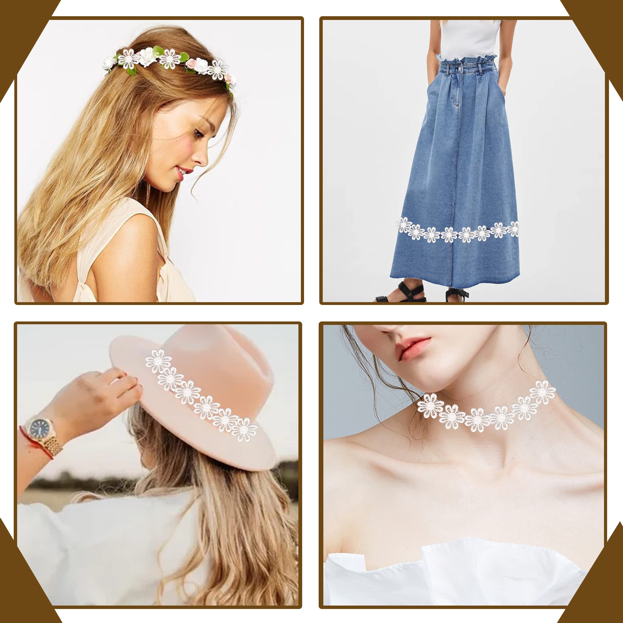 Nastro Pizzo Fiori Colorato - 15 Yards, Decorativo Per Cucito, Artigianato E Matrimoni