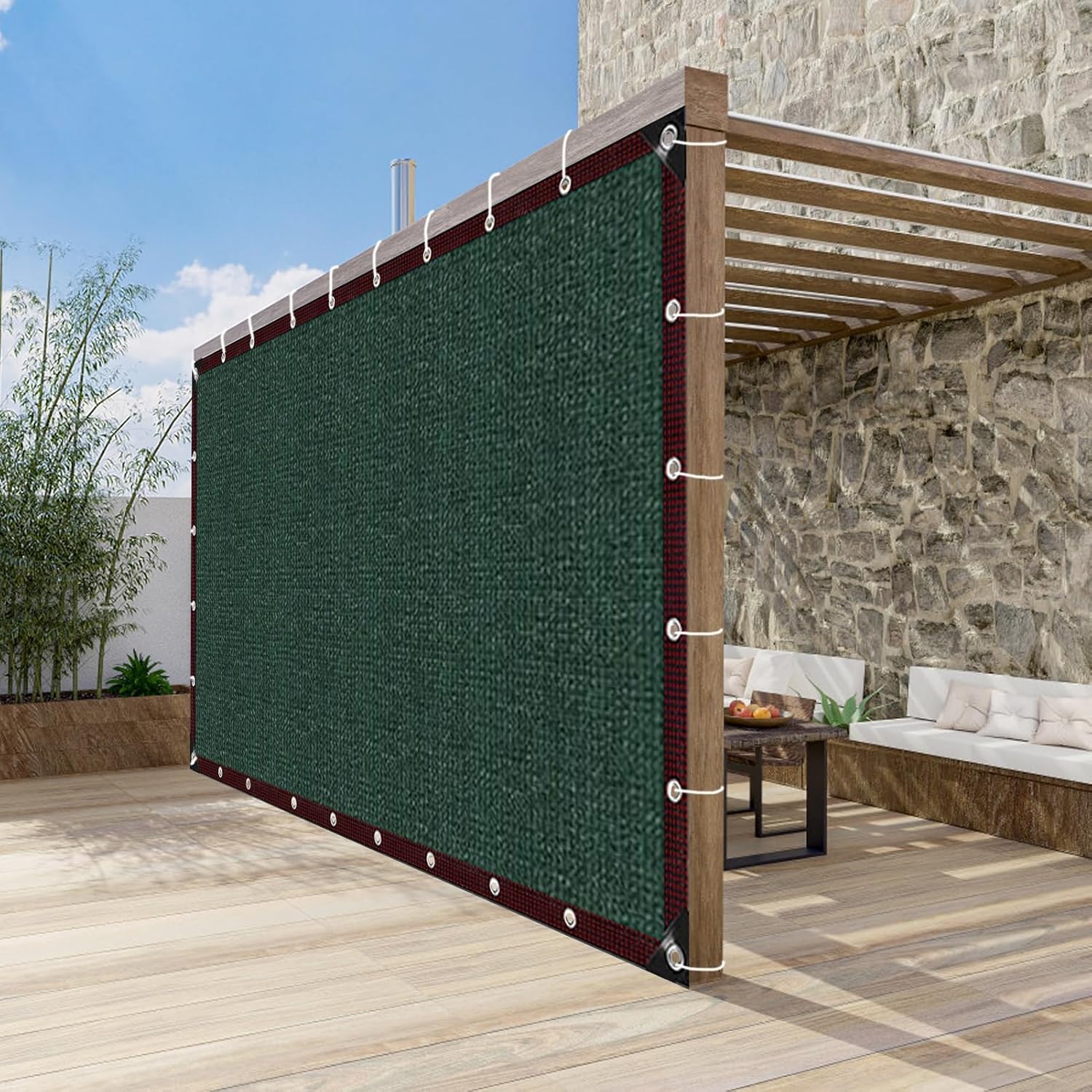 Liveinu 95% Shade Cloth Sun Shade Fabric with Grommets Privacy Screen Shade Cover for Patio Garden Pergola Shade Cover Canopy, Stripe 1, 10x16 FT