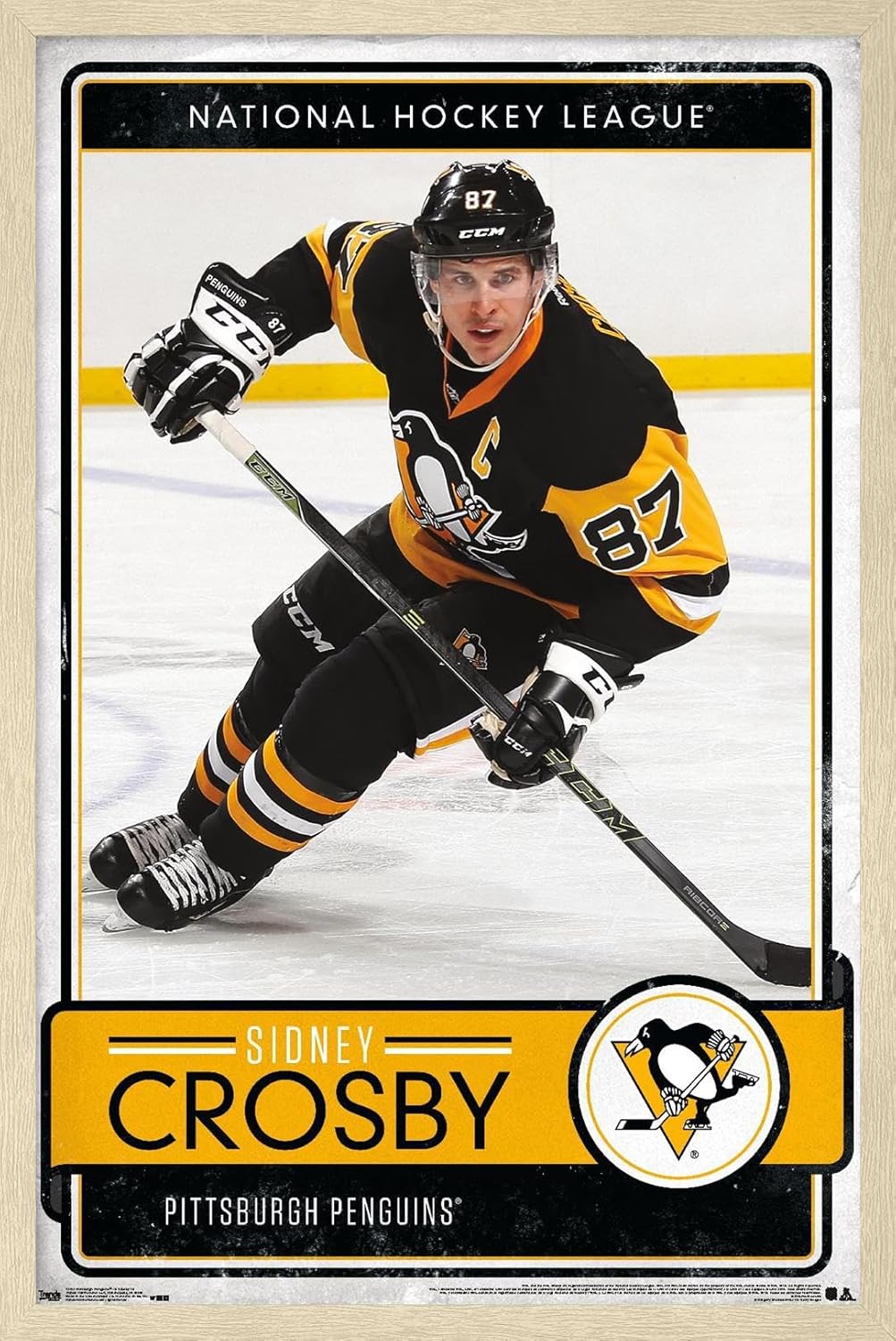 Trends International NHL Pittsburgh Penguins - Sidney Crosby 16 Wall Poster, 22.375" x 34", Black Framed Version