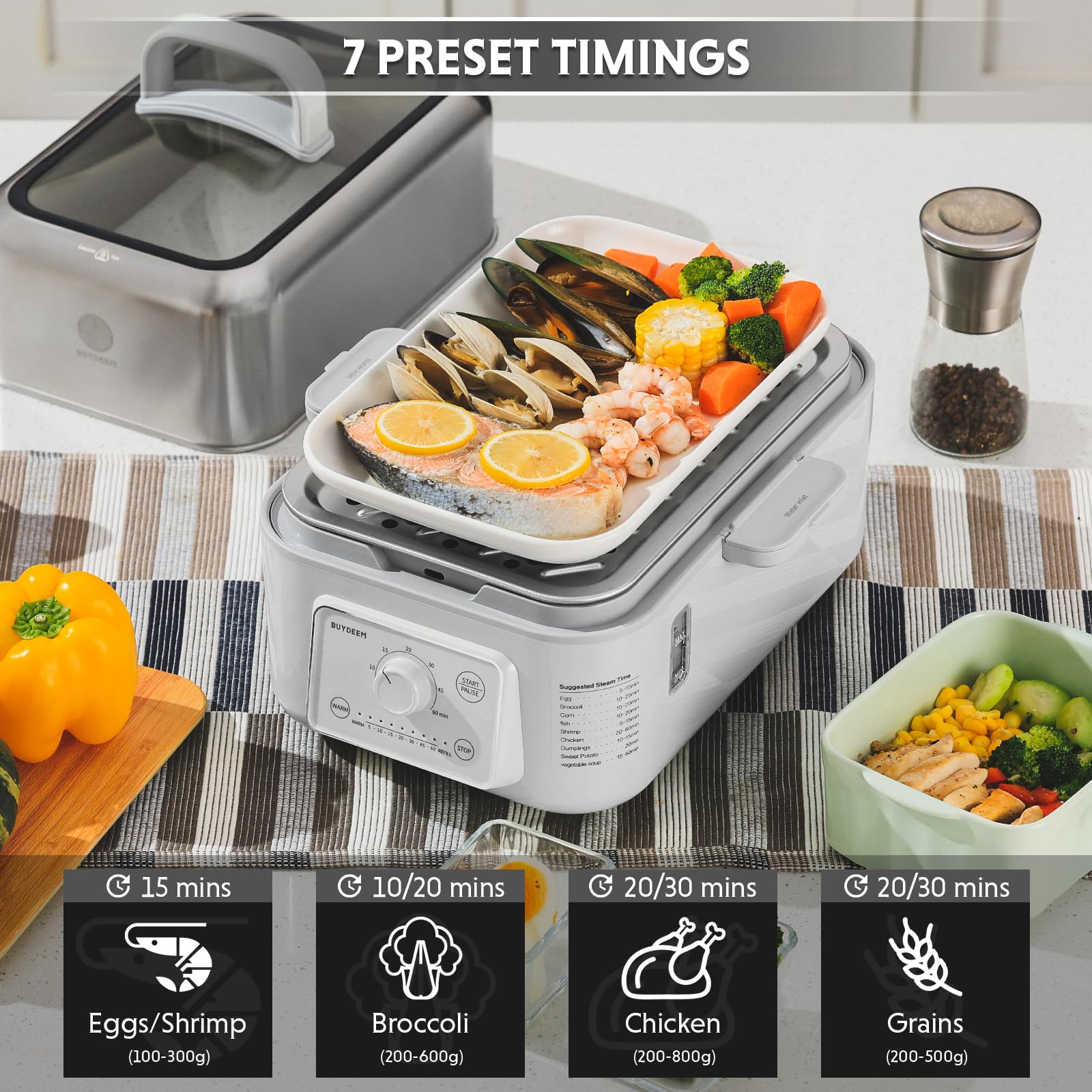 BUYDEEM Electric Food Steamer - 10.6L, 7 Timings -8