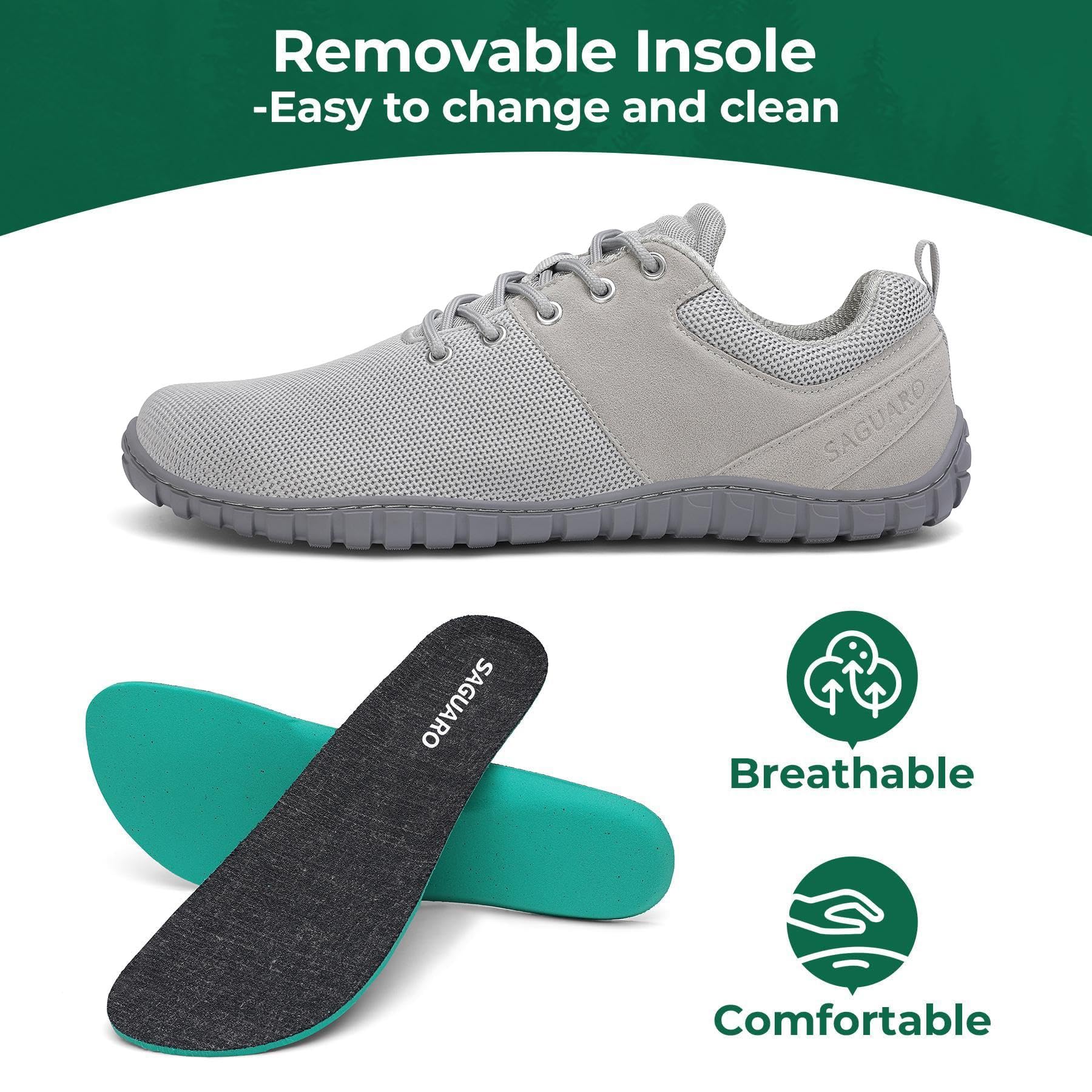 SAGUARO Unisex Zapatos Minimalista Barefoot con Wide Tox Box Cómodas Zapatillas Casual Gr.36-48