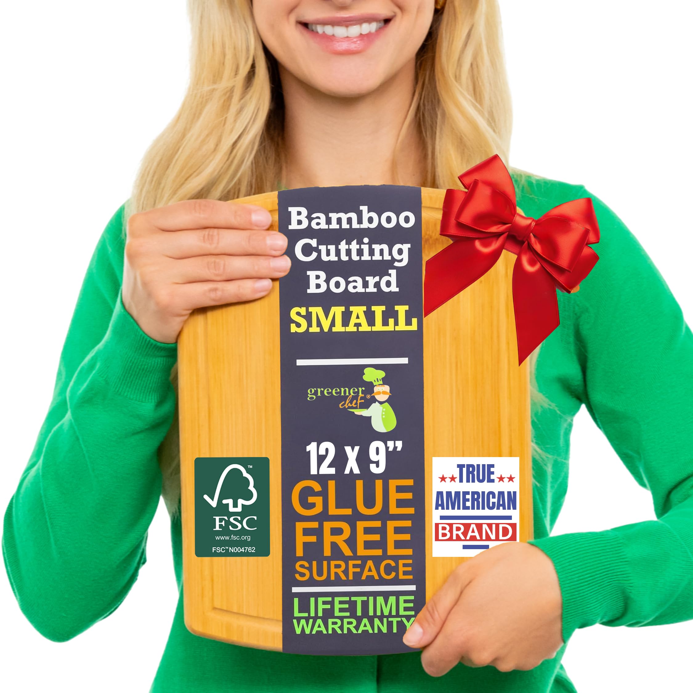 Small Bamboo Cutting Board – 12 Inch Wood Cutting Boards for Kitchen with Glue-Free Surface™ & Juice Groove – Non-Toxic, FSC-Certified, Durable Wooden Chopping Board