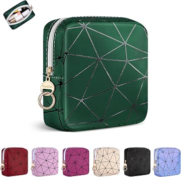 4.5 inch Mini Makeup Bag, Small Cosmetics Bag for Purse with Ring Buckle, Portable Travel Makeup Pouch for Women Girls Green, Small