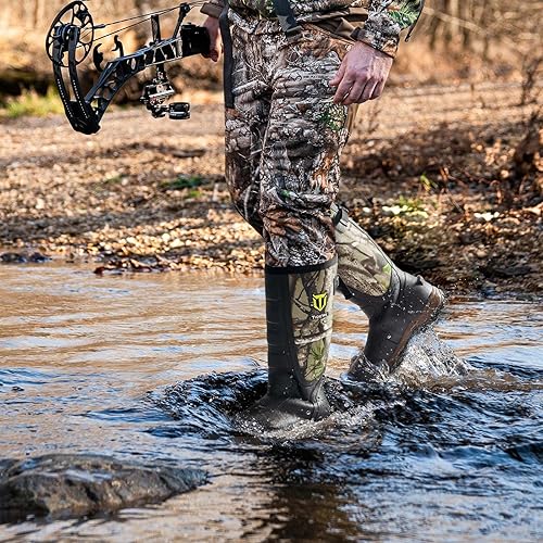 Miniatura 6 de TIDEWE Botas de caza a prueba de serpientes para hombres, botas de goma cálidas con aislamiento impermeable con vástago de acero, botas de neopreno