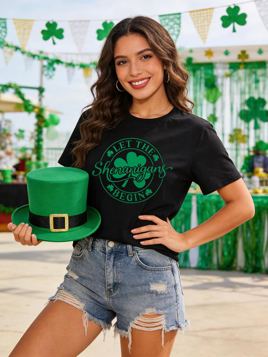 St. Patrick Day Shirt Women Irish Shamrock Shirts Patrick Clover Tshirt Shenanigans Lucky Tops - Image 2