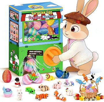 TBOLINE Vending Machine for Kids, Gachapon Capsule Vending Machine with 3d Printed Animals Inside, Surprise 3d Dragon Eggs Gumball Prize Game Fidget Toy, Birthday Gifts Toys for Boys Girls 6-8 8-12