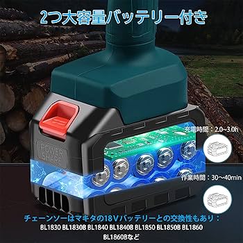 KUAMOO 充電式チェーンソー  8インチ  電池パック×2個PSE安全認証済 Amazon | KUAMOO 充電式チェーンソー 電動チェーンソー 小型