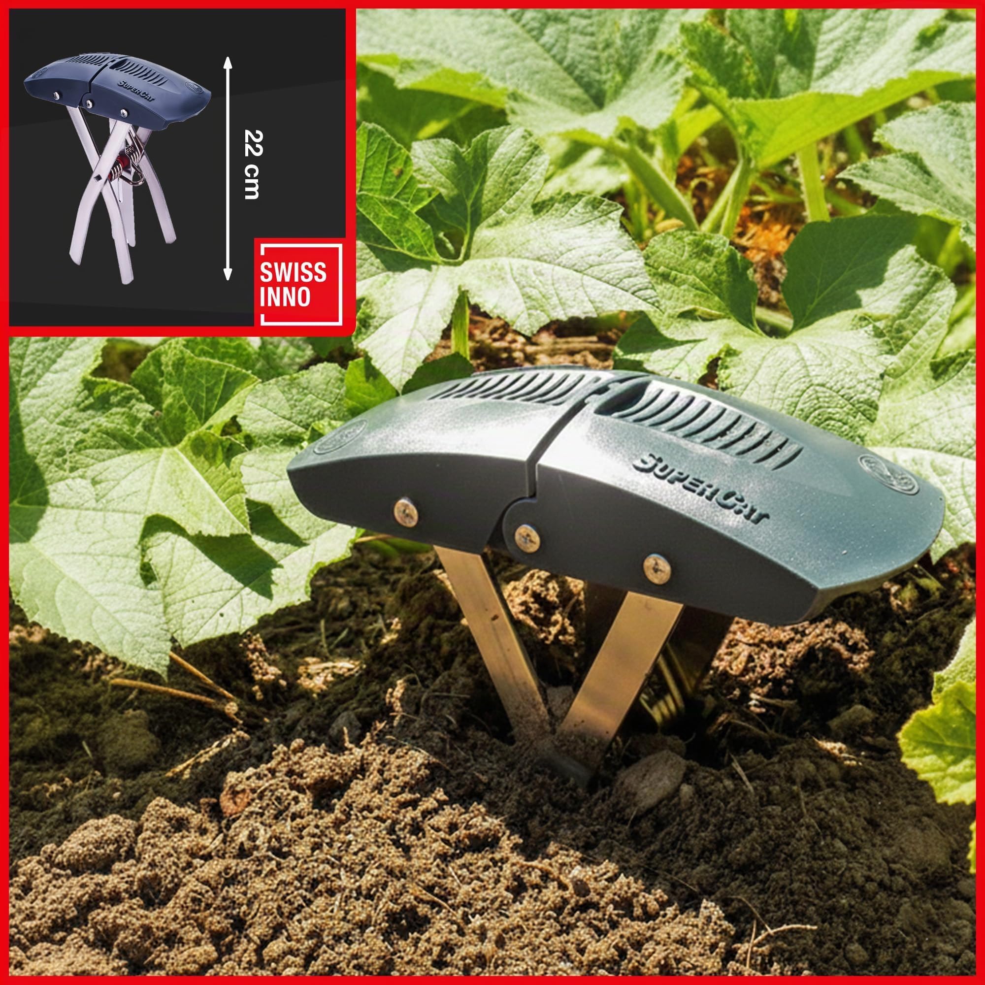 SWISSINNO SuperCat Trappola per Talpe – Trappola Professionale ad Alta Efficacia – Attivazione Precisa nel Tunnel – Riutilizzabile e Sicura – Controllo Talpe per Giardino - 1 pezzo