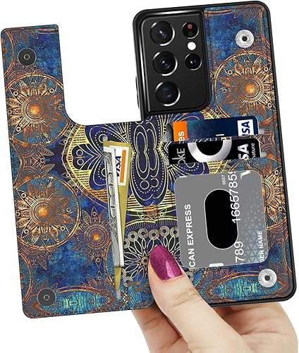 Miniatura 2 de LETO Funda para Galaxy S21 Plus, funda de piel tipo cartera con tapa y diseños de moda para niñas y mujeres, ranuras para tarjetas, funda protectora