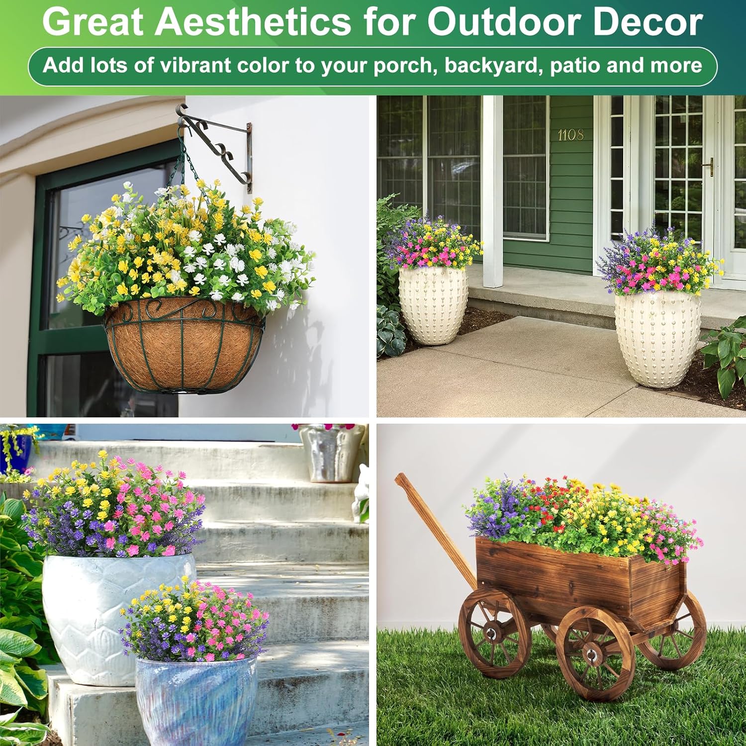 30 Bundles Artificial Flower Set - Realistic Outdoor & Indoor Decor, UV-Resistant, Waterproof, No Fade, 7 Colors - Perfect for Wedding, Patio, Garden, Home Decor (14" Tall) - Image 5