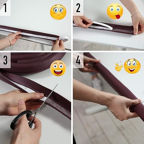 Miniatura 6 de Protectores de esquina a prueba de bebés con ocho esquinas y bordes de cuatro metros suaves con espuma gruesa marrón