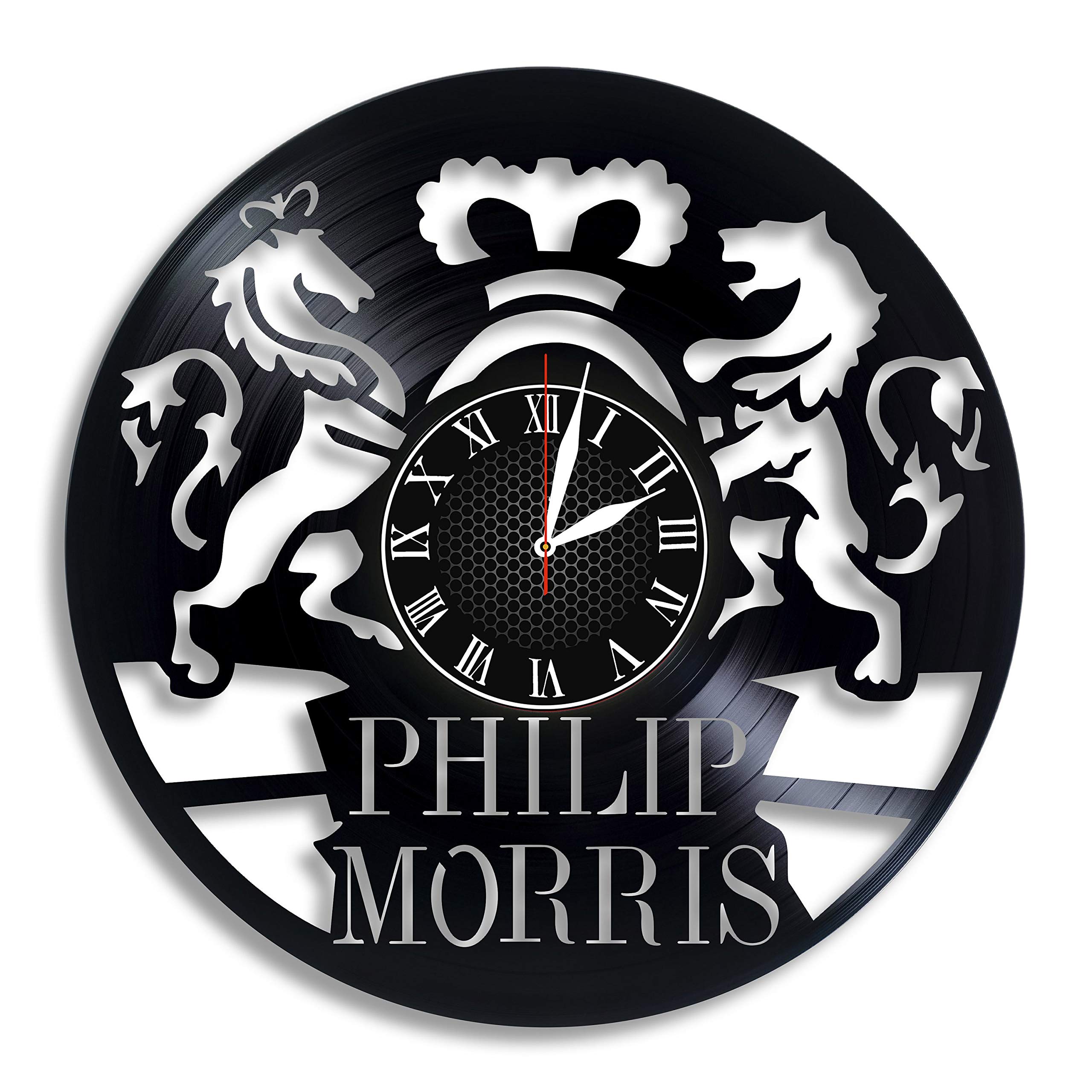 BombStudio Philip Morris International Vinyl Record Wall Clock, Philip Morris International Handmade for Kitchen, Office, Bedroom. Philip Morris International Ideal Wall Poster