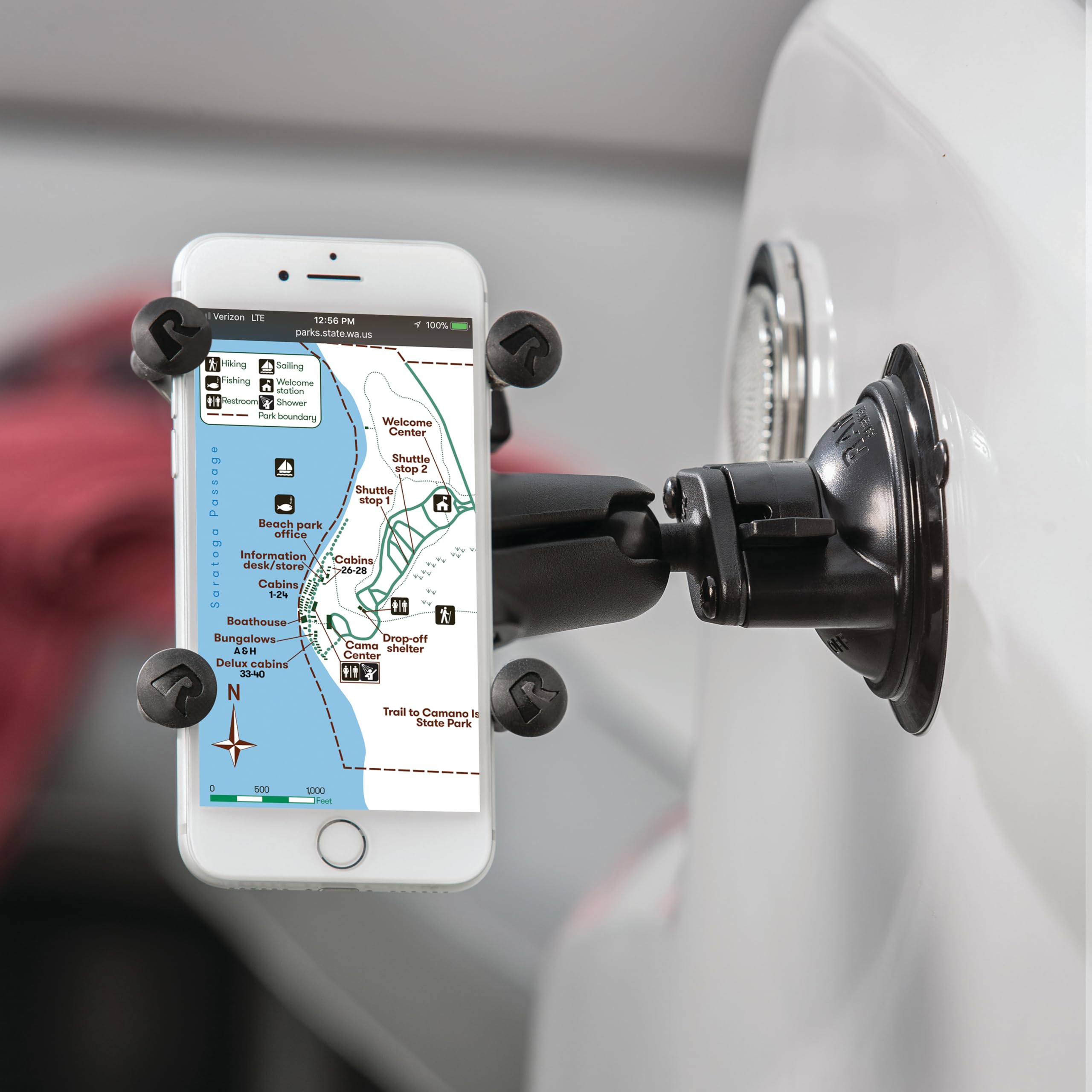 RAM Mount RAM-B-166-UN7 Supporto a Ventosa per iPhone 5 con attacco a molla RAM X-Grip