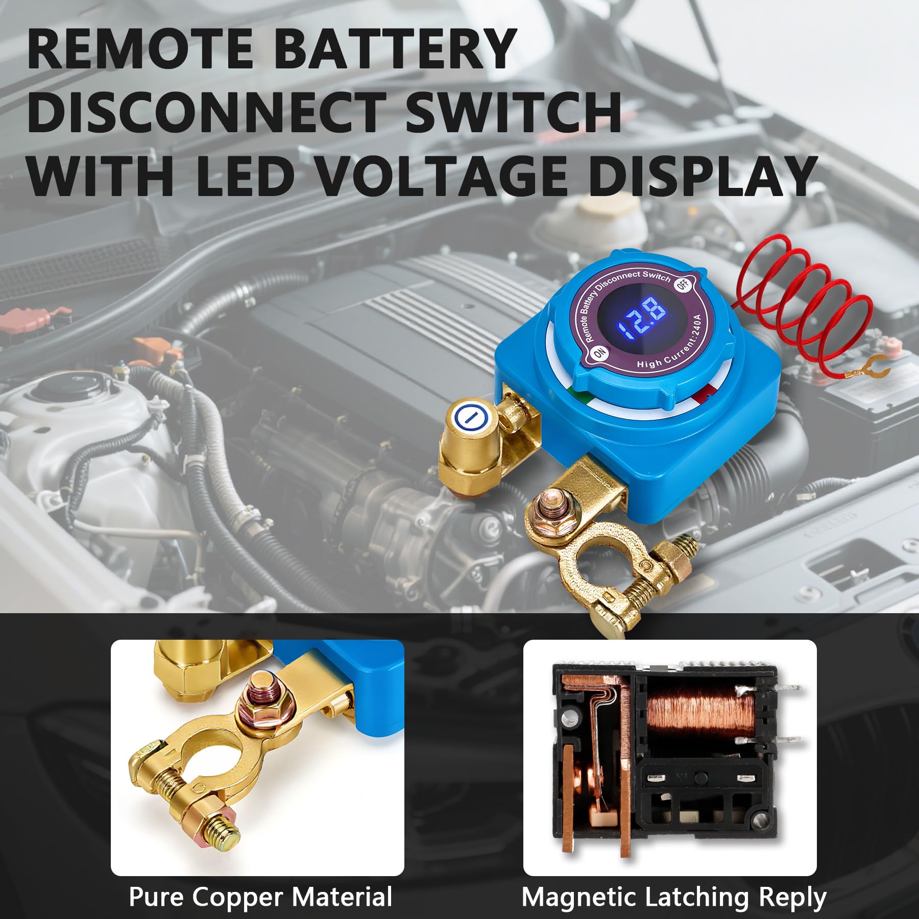Coupe Circuit Batterie 12V 240A - Avec Télécommande - Arrêt Automatique - Pour Voiture, Bateau, Camping-car