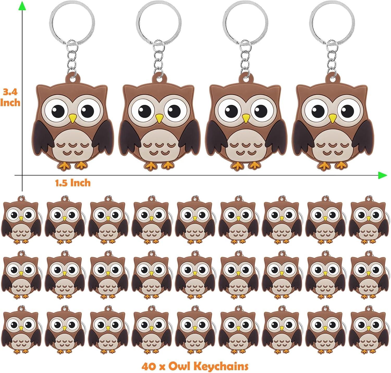 CiciBear 40 Pack Owl Keychains - Forest & Jungle Safari Themed Party Decoration for Guests, Kids Birthday & School Party