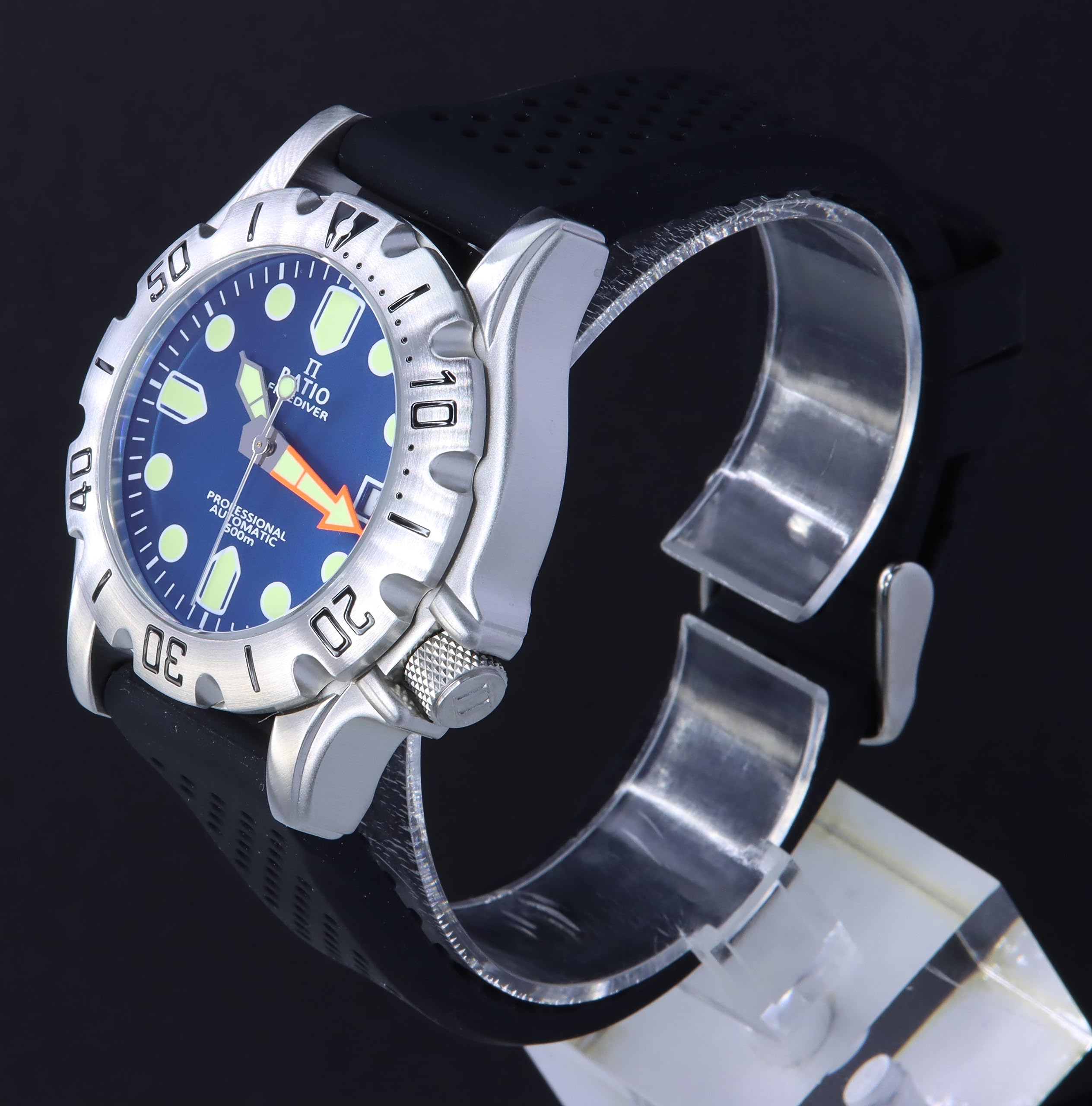RATIO FreeDiver Professional Diver Watch Sapphire Crystal Automatic Diver Watch 500M Water Resistant Diving Watch for Men (Blue)