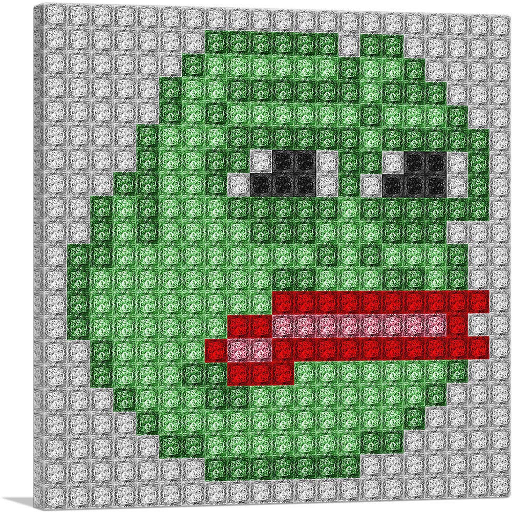 Amazon.com: ARTCANVAS Pepe Funny Emoticon Jewel Pixel Canvas Art