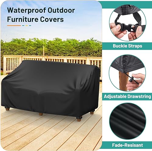 Miniatura 5 de Mrrihand Fundas para muebles de patio, 4 piezas, funda impermeable para muebles de exterior, incluye funda para sofá exterior, 2 fundas para sillas,