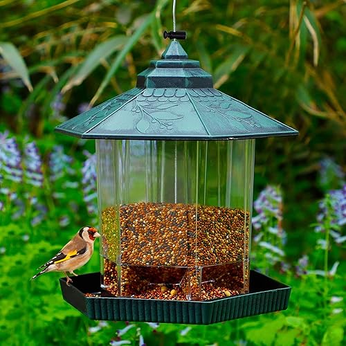 Miniatura 7 de Twinkle Star - Comedero para pájaros silvestres, para colgar al aire libre, para decoración de jardín o patio, acabado antiguo, con forma hexagonal